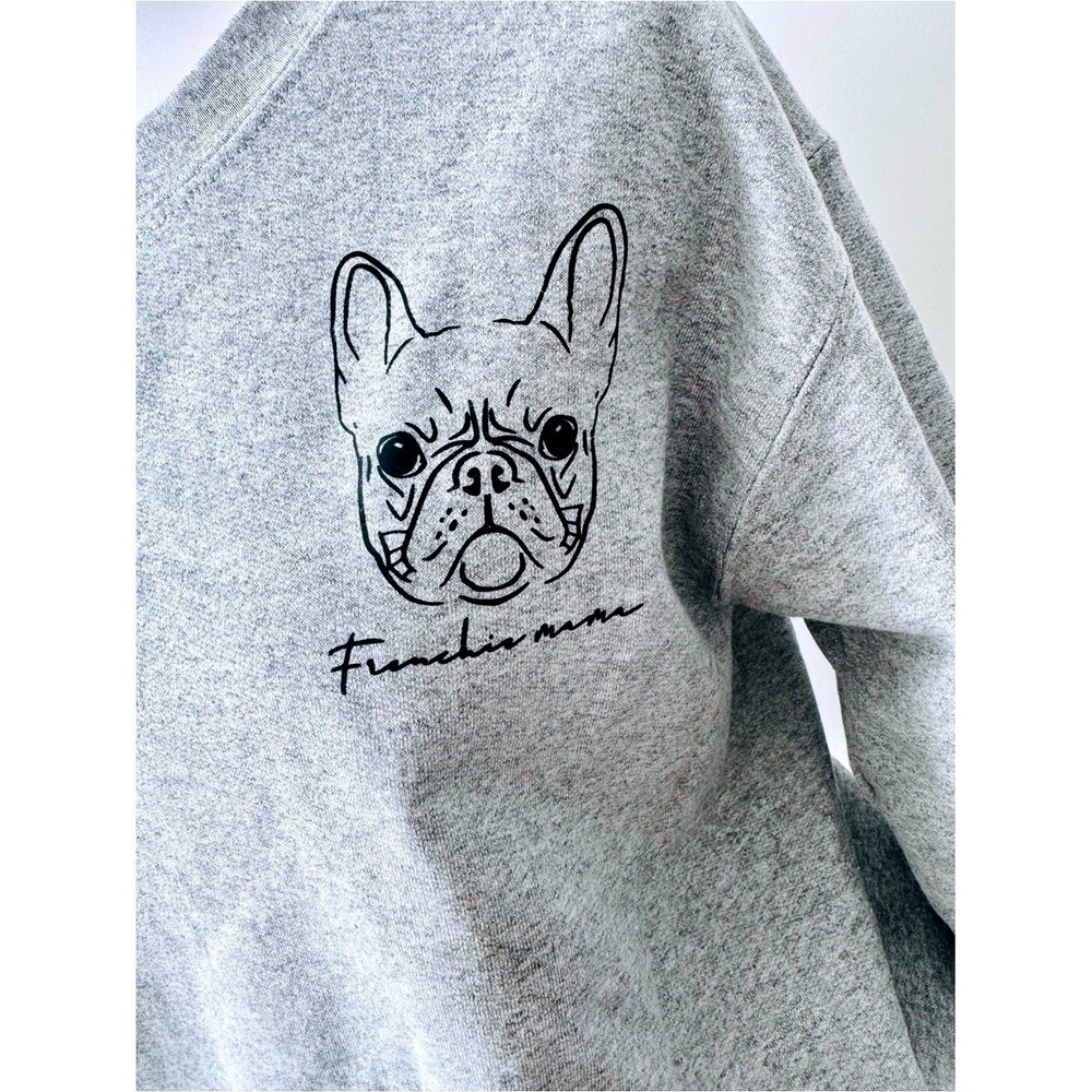 Frenchie Mama Sweatshirt Grey Crewneck Dog Lover French Bulldog Swearer Small